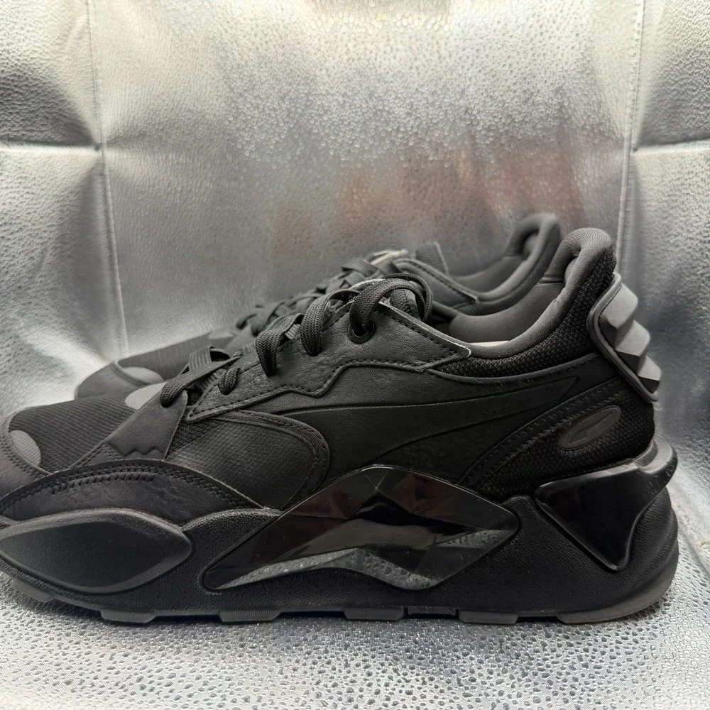 Size 13 Puma RS-XL Diamond Forever All‎ Triple Black Gray Mens Shoes 392401-02